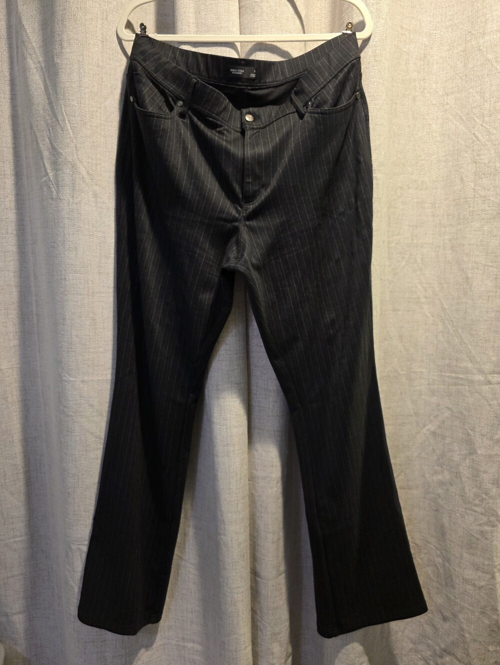 Womens Black Pinstripe Pants - Boot Cut